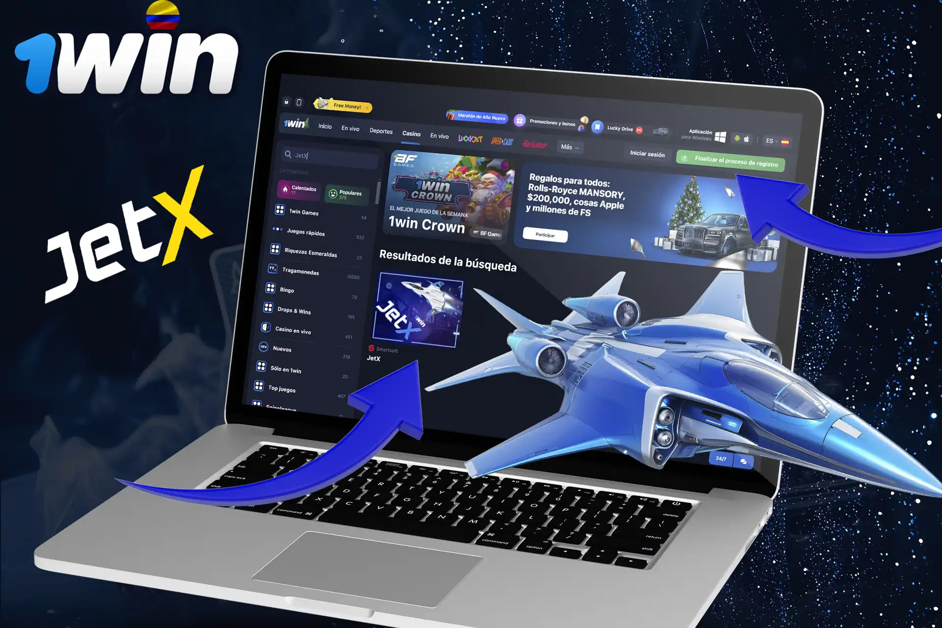 Regístrate en 1Win y empieza a jugar a JetX