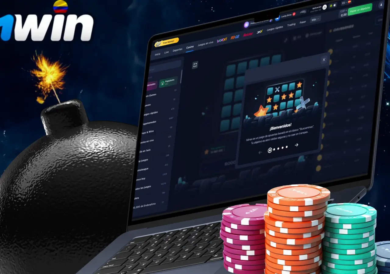 Descripción del bono del 500% sobre el primer depósito en el juego 1Win Mines en Colombia