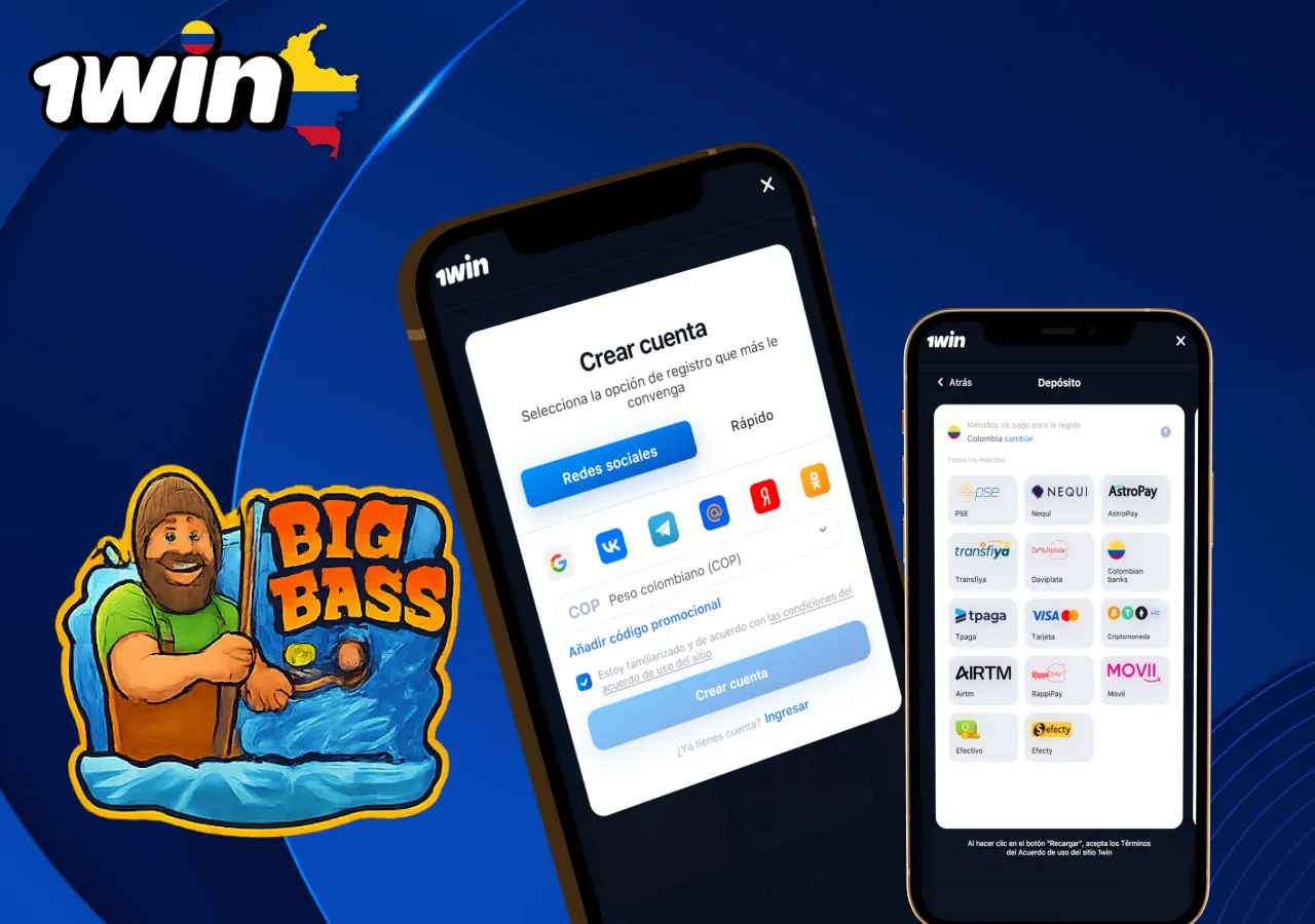 Cómo empezar a jugar a la tragaperras Big Bass Bonanza en el casino 1win.