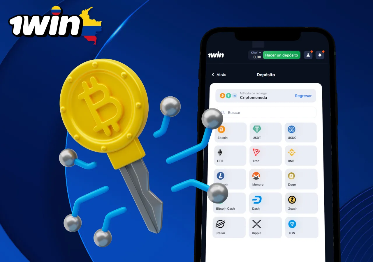 opciones para depósito con Bitcoin, USDT, USDC, Tron, BNB y más criptomonedas.