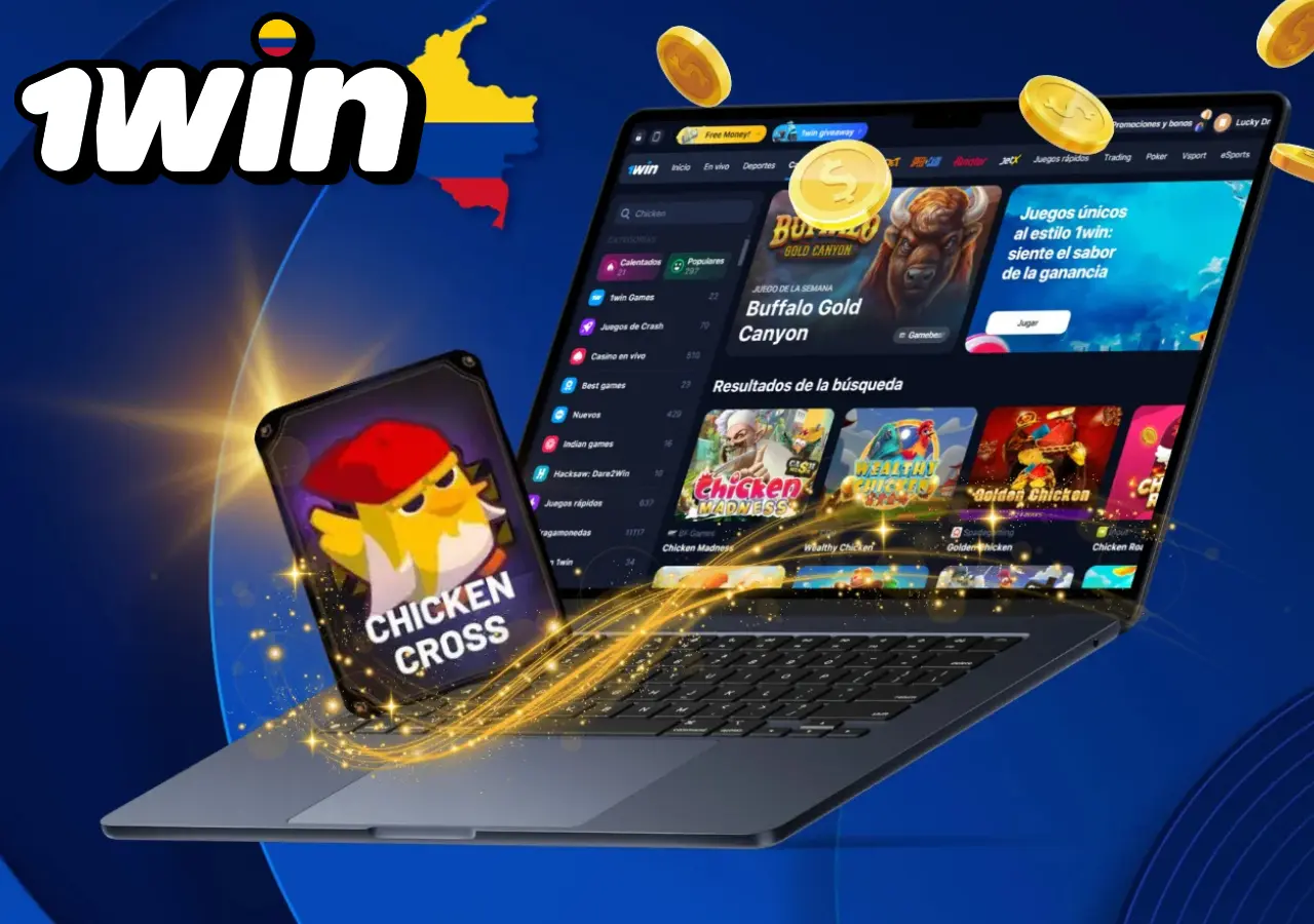 Chicken Cross en 1Win Colombia es un juego con altos multiplicadores y posibilidades de ganar hasta x1000.